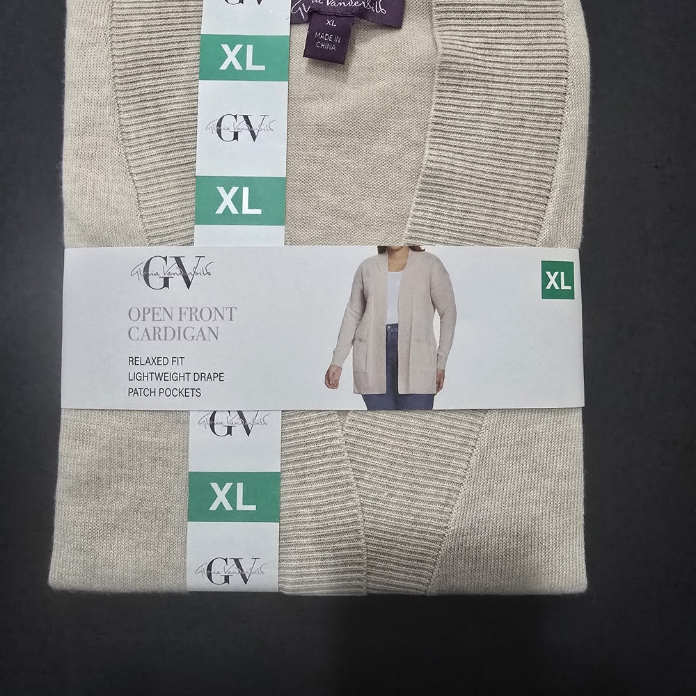 Gloria Vanderbilt Cream Open Front Cardigan